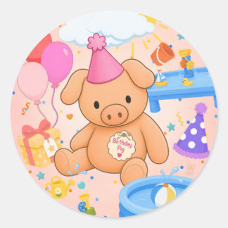 Pegatina Redonda El cuento de Hamhock's Pink Splashtastic!