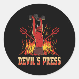 Pegatina Redonda El cuerpo de prensa de Satan Devil