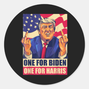 Pegatina Redonda El dedo medio de Donald Trump, Biden Harris Americ
