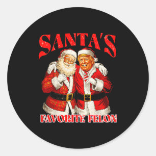 Pegatina Redonda El delincuente favorito de Santa Trump Navidad Div