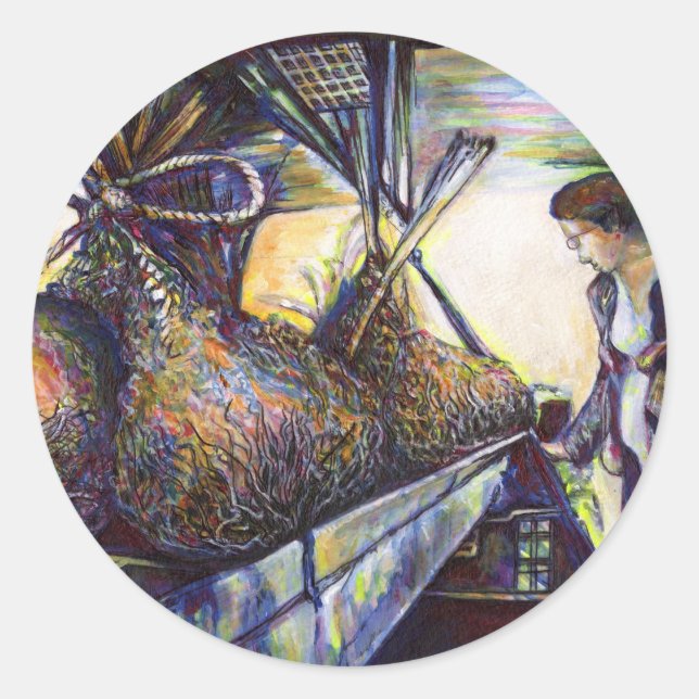 Pegatina Redonda El devastador destino de la vida (Anverso)