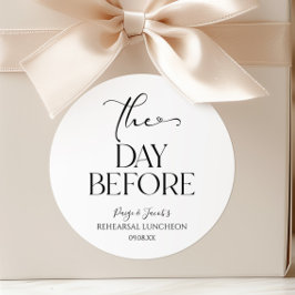 Pegatina Redonda El día antes del ensayo mínimo del Boda