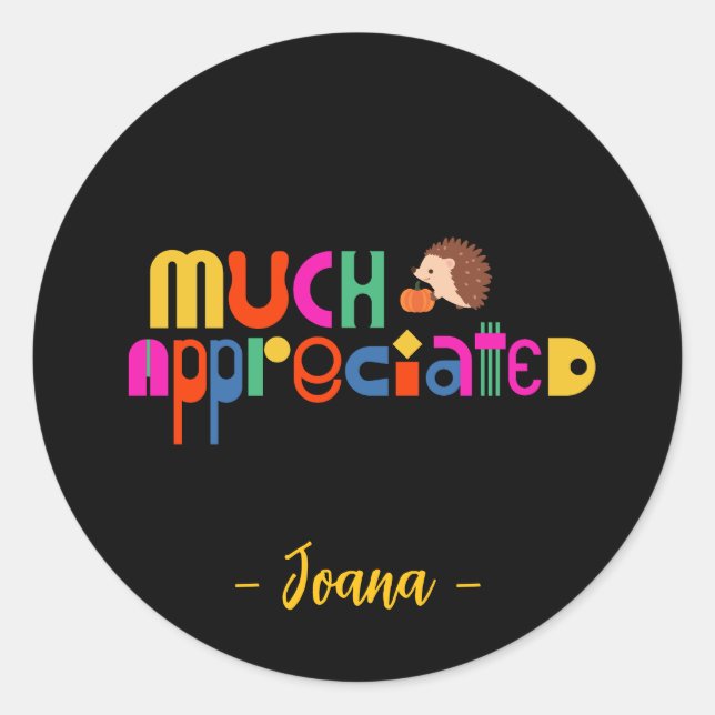 Pegatina Redonda El Día de Acción de Gracias, muy Apreciado (Anverso)