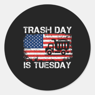 Pegatina Redonda El Día De La Basura Es Martes Divertido La Elecció