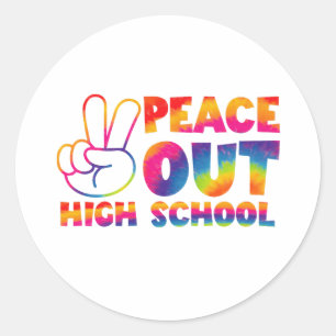 Pegatina Redonda El Día De La Escuela Secundaria "Peace Out High Sc