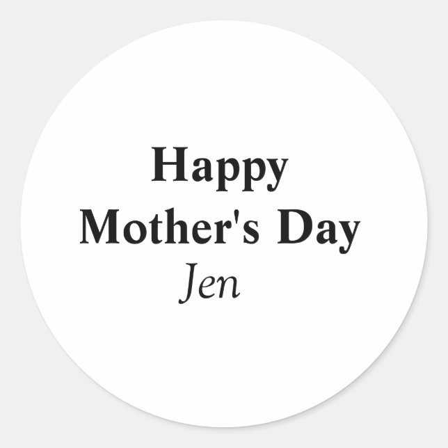Pegatina Redonda el día de la madre añada tu nombre imagen de texto (Anverso)