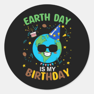 Pegatina Redonda El Día de la Tierra es mi cumpleaños 3