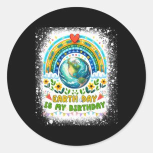 Pegatina Redonda El Día de la Tierra es mi cumpleaños Día de la Tie