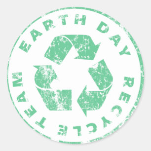 Pegatina Redonda El Día de la Tierra recicla al equipo