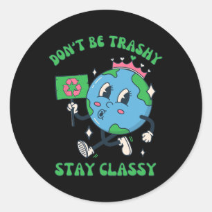 Pegatina Redonda El Día de la Tierra Retro 2024 para el reciclaje d