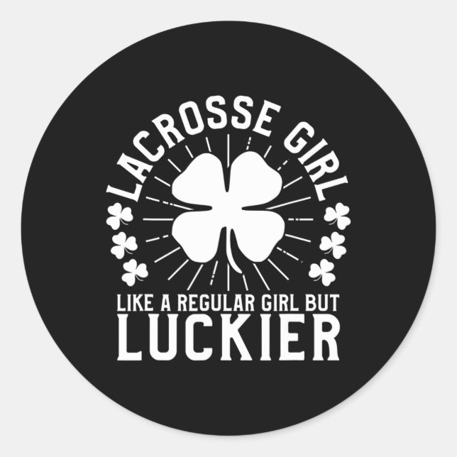 Pegatina Redonda El día de Lacrosse Chica St Patrick (Anverso)