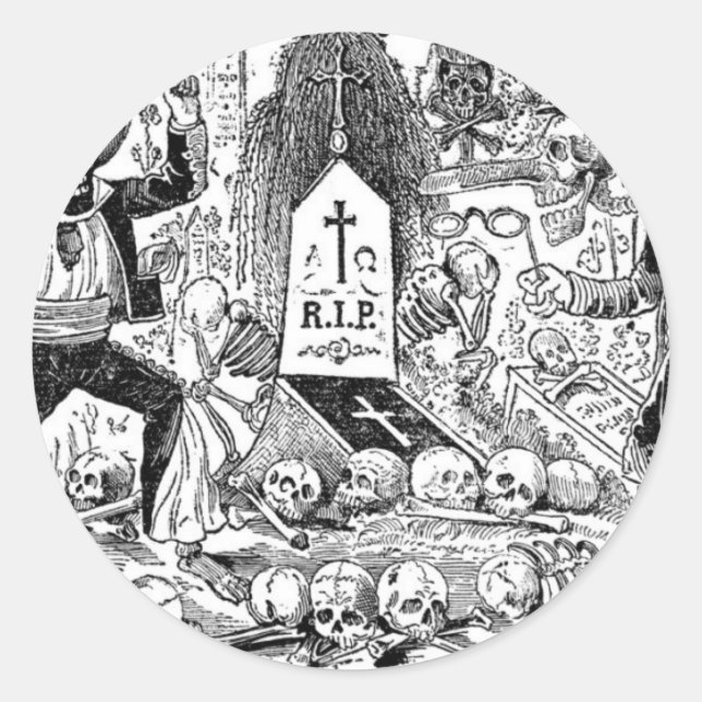 Pegatina Redonda El Día de los Muertos, México. Aproximadamente a p (Anverso)