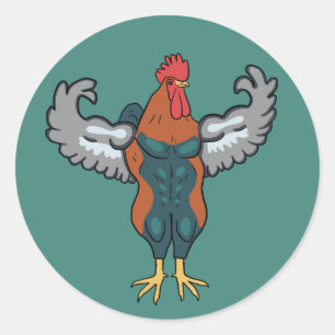 Pegatina Redonda El día de pierna es para pollos