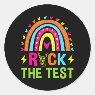 Pegatina Redonda El día de prueba del arcoiris del profesor motivac