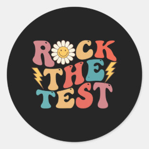 Pegatina Redonda El día de prueba del día de prueba del profesor re