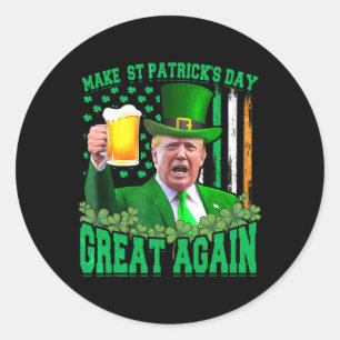 Pegatina Redonda El Día de San Patricio es genial otra vez, Trump 3