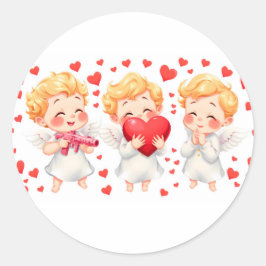 Pegatina Redonda El día de San Valentín 2025: Ángeles 👼 ❤️ agudos