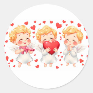 Pegatina Redonda El día de San Valentín 2025: Ángeles 👼 ❤️ agudos