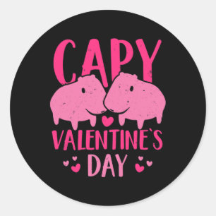 Pegatina Redonda El día de San Valentín Capybara