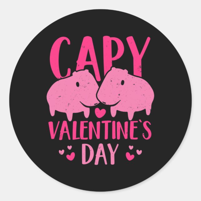 Pegatina Redonda El día de San Valentín Capybara (Anverso)