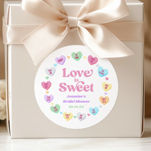 Pegatina Redonda El Día de San Valentín Caramelo Dulce Amor Ducha d