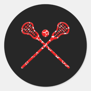 Pegatina Redonda El día de San Valentín Cute Heart Lacrosse Lover S