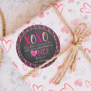 Pegatina Redonda El día de San Valentín de abrazos y besos (XOXO)