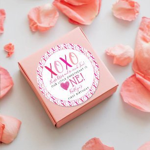Pegatina Redonda El día de San Valentín de abrazos y besos (XOXO)