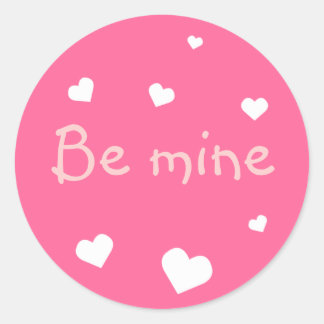Pegatina Redonda El día de San Valentín de amor al corazón rosado f