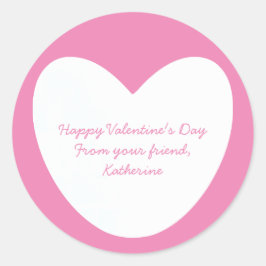 Pegatina Redonda El día de San Valentín de clase de corazón blanco 