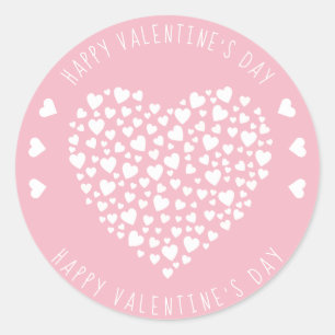 Pegatina Redonda El día de San Valentín de corazón llenos de corazó