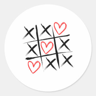 Pegatina Redonda El día de San Valentín De Corazones Y Cruces Tic-t