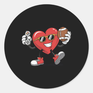 Pegatina Redonda El día de San Valentín de Fútbol para Juegos de Co