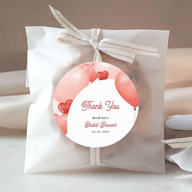 Pegatina Redonda El día de San Valentín de los globos rojos rosados (Subido por el creador)