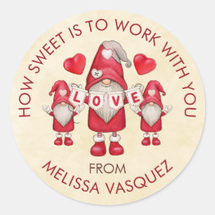 Pegatina Redonda El día de San Valentín de nombre Coworkers trata f