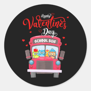 Pegatina Redonda El día de San Valentín de Owls, chofer de autobús 