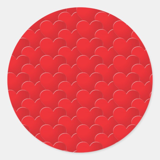 Pegatina Redonda El día de San Valentín de patrones de Big Red Hear (Anverso)
