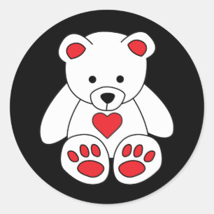 Pegatina Redonda El día de San Valentín del corazón del oso de pelu