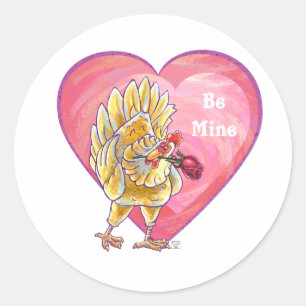 Pegatina Redonda El día de San Valentín del pollo