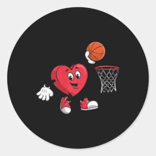 Pegatina Redonda El día de San Valentín Deportivo De Baloncesto En