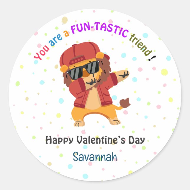 Pegatina Redonda El día de San Valentín en aula (Anverso)