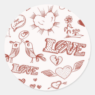 Pegatina Redonda El día de San Valentín feliz