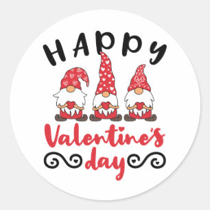 Pegatina Redonda El día de San Valentín Gnome Tomte sueco