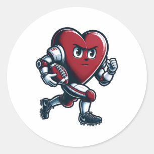 Pegatina Redonda El día de San Valentín Heart Footll Player
