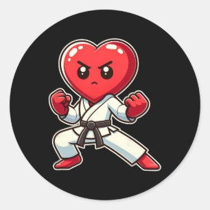 Pegatina Redonda El día de San Valentín Heart Karate Taekwondo Mma