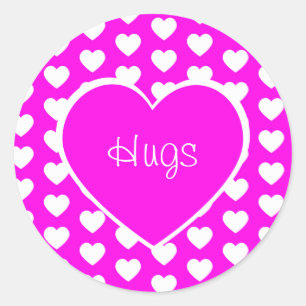 Pegatina Redonda El día de San Valentín Hearts Abraza Purple