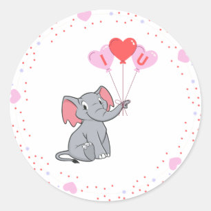 Pegatina Redonda el día de San Valentín lindo te quiero corazón