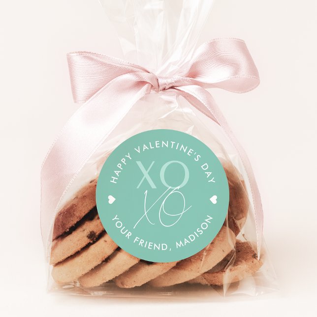 Pegatina Redonda El día de San Valentín personalizado de Mint Green (Subido por el creador)