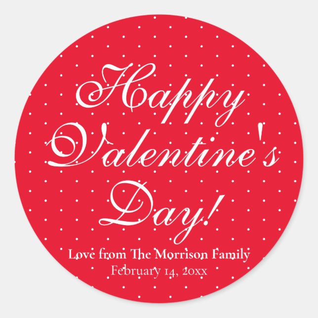 Pegatina Redonda El día de San Valentín personalizado de palka blan (Anverso)