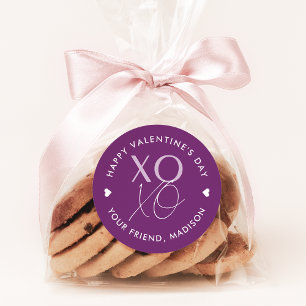 Pegatina Redonda El día de San Valentín personalizado de Purple XOX